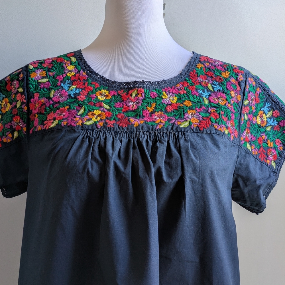 Madewell X JM Dry Goods La Novia Blue Embroidered Dress Womens Size M